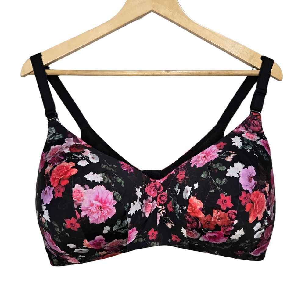 Torrid Black and Pink Floral Bra